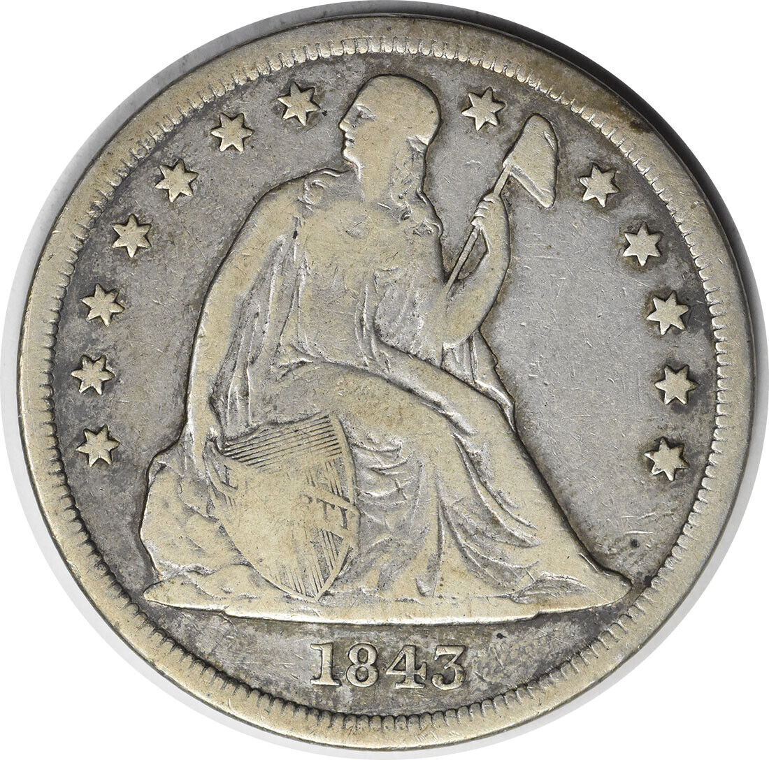 1843 Liberty Seated Dollar F Uncertified #935