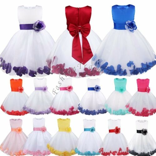 Flower Girl Kid Pageant Dress Party Formal Wedding Bridesmaid Princess Tutu Gown
