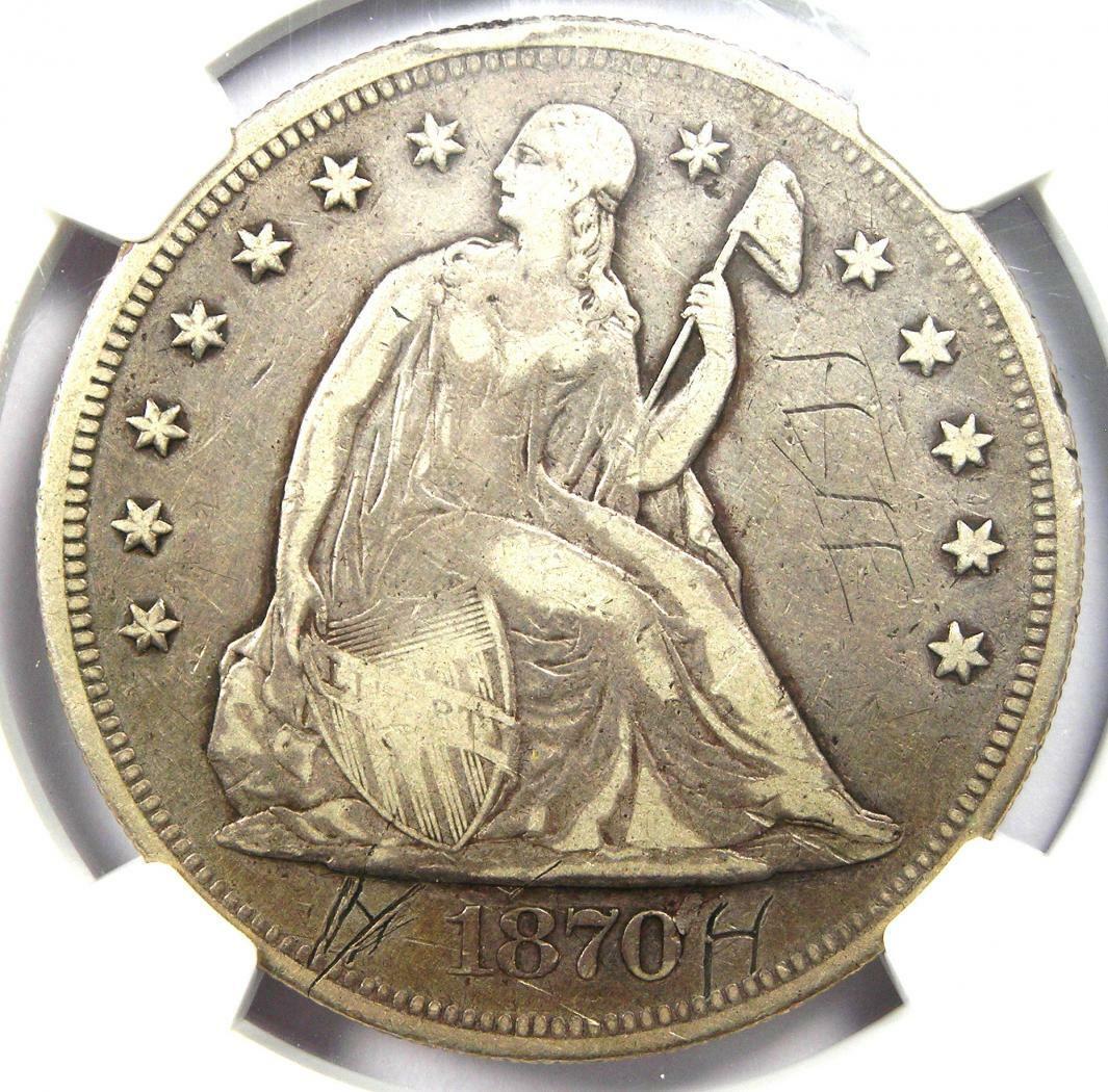 1870-cc Seated Liberty Silver Dollar Carson City $1 - Certified Ngc Vf Detail
