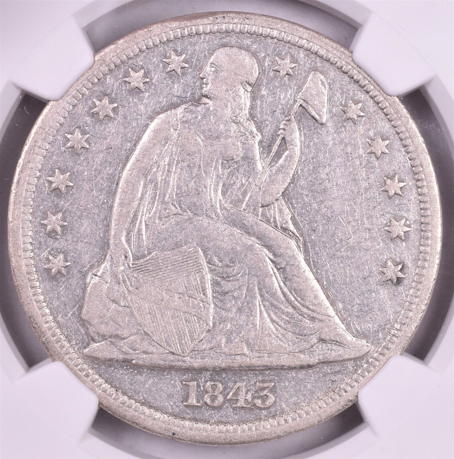 1843 Seated Liberty Silver Dollar - Ngc Xf Details